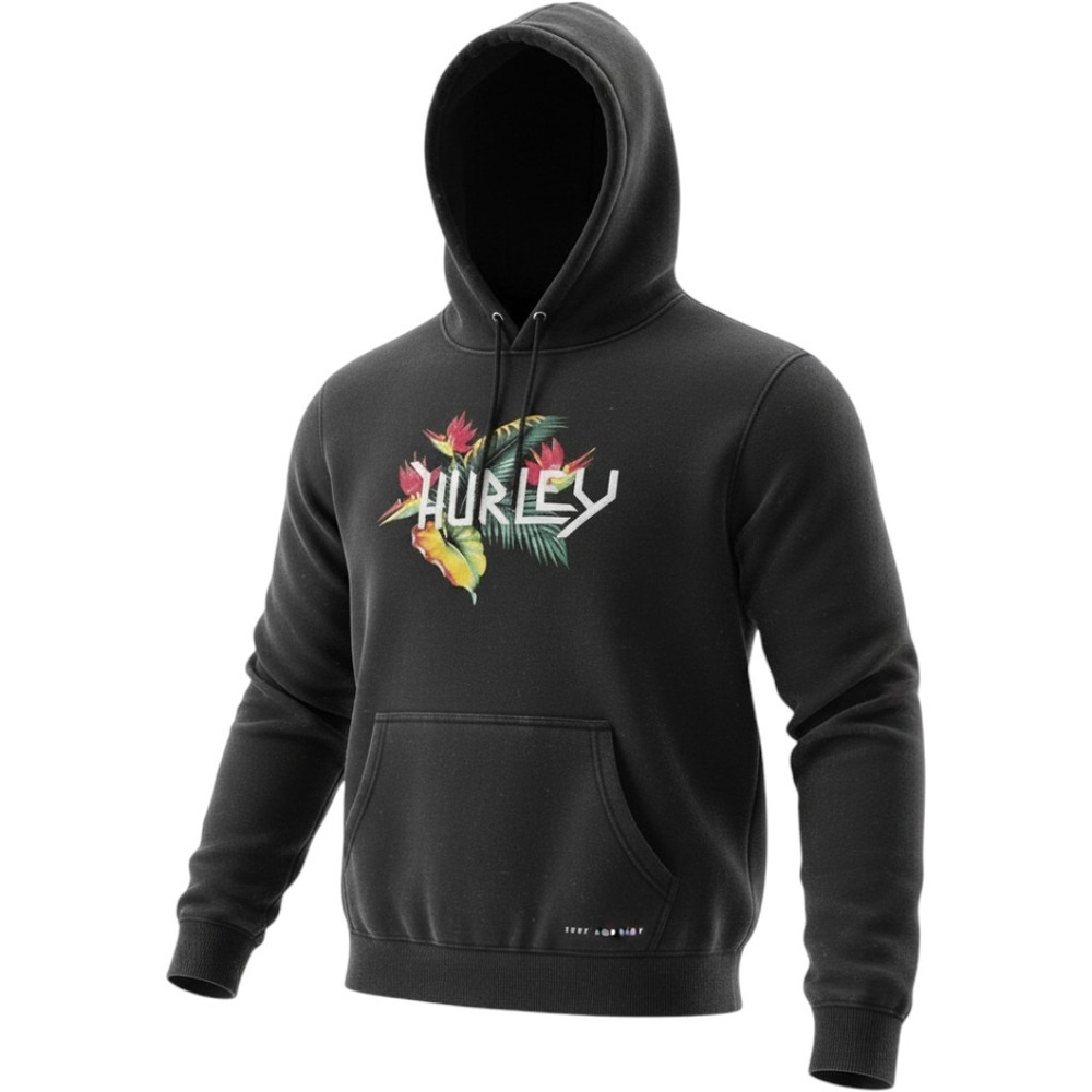 Hurley Womens Black Tropical Floral Logo Pullover Hoodie Small